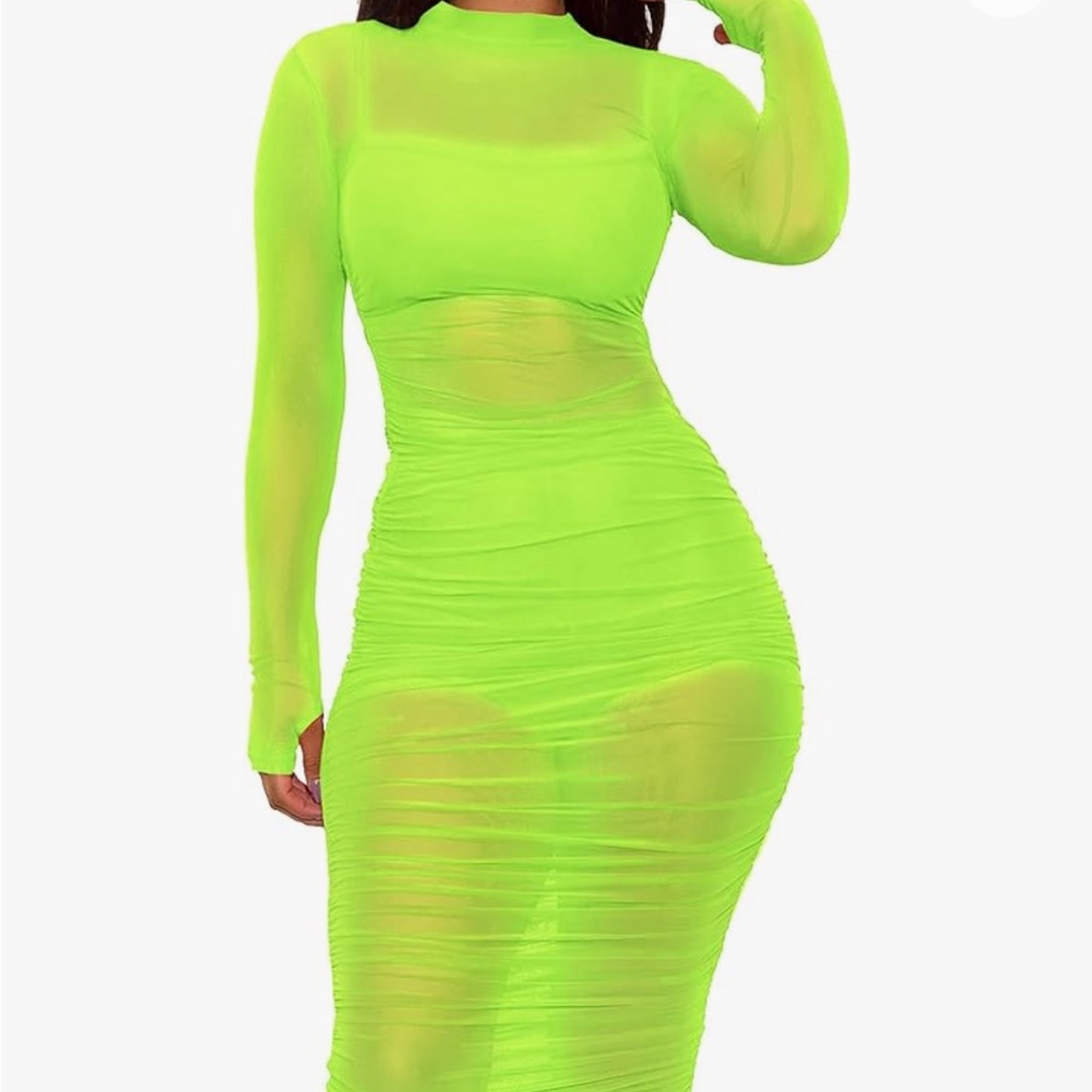 Neon Green 3 Piece Dress Set